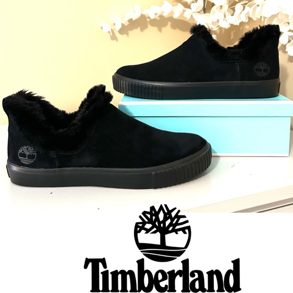 NEW! Timberland Skyla Bay Warm Lined Slip On Sneakers Black Suede Size 7 - Picture 1 of 14